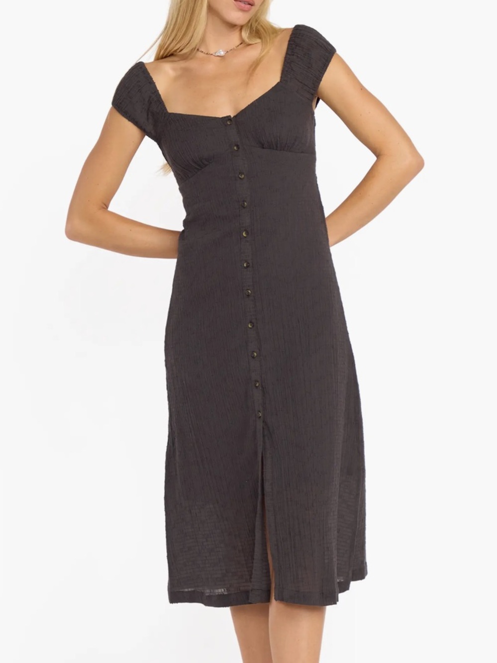 Billabong Distant Tides Midi cotton Button-Front Dress NWOT Size small